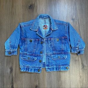 1988 Vintage Mickey Mouse Kids Denim Jacket Walt Disney Co Official Mousegear 3T